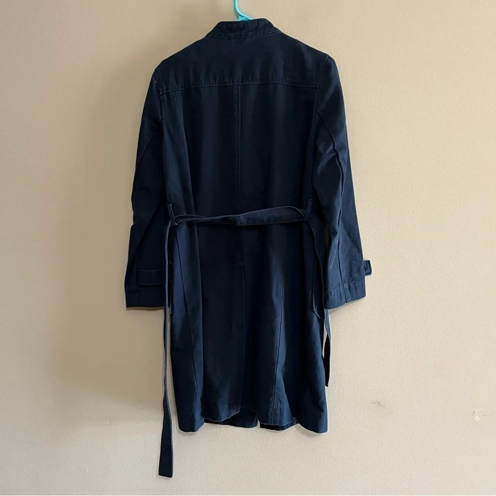 Rossetti Navy blue Trench coat Size UK 14 (US M) pockets tie front cotton - Picture 7 of 10